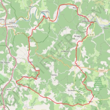 Itinéraire Saint-Cirq-Lapopie - Bach - Laburgade, distance, dénivelé, altitude, carte, profil, trace GPS