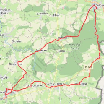 Itinéraire Kiosques en Fagne de Solre, distance, dénivelé, altitude, carte, profil, trace GPS