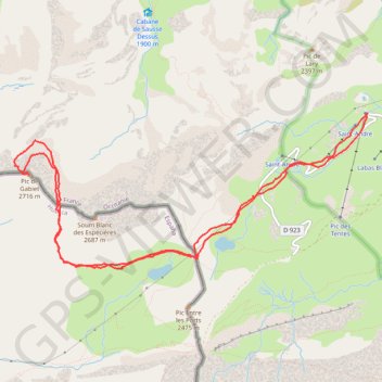 Itinéraire Gabiet, distance, dénivelé, altitude, carte, profil, trace GPS