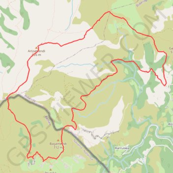 Itinéraire Itsusi - Artzamendi depuis Olhatia (Bidarray), distance, dénivelé, altitude, carte, profil, trace GPS
