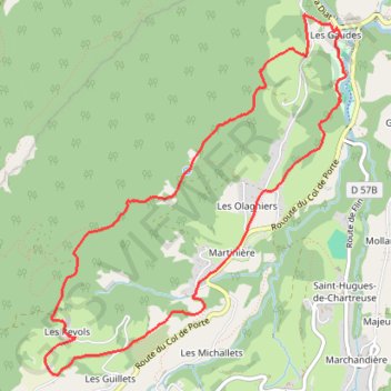 Itinéraire Le circuit de Pierre Mesure depuis la Diat - Saint-Pierre-de-Chartreuse, distance, dénivelé, altitude, carte, profil, trace GPS