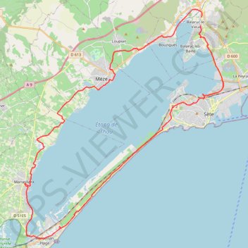 Itinéraire Tour de l'étang de Thau, distance, dénivelé, altitude, carte, profil, trace GPS
