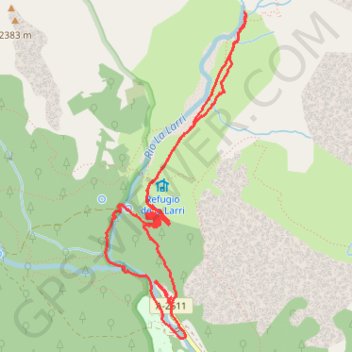 Itinéraire Llanos de la Larri, distance, dénivelé, altitude, carte, profil, trace GPS