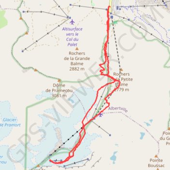 Itinéraire Grande Motte, distance, dénivelé, altitude, carte, profil, trace GPS