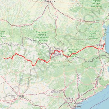 Itinéraire 2 Torreilles - Aínsa-Sobrarbe, distance, dénivelé, altitude, carte, profil, trace GPS