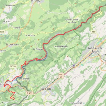 Itinéraire Fournet Blancheroche - Villers-le-Lac, distance, dénivelé, altitude, carte, profil, trace GPS
