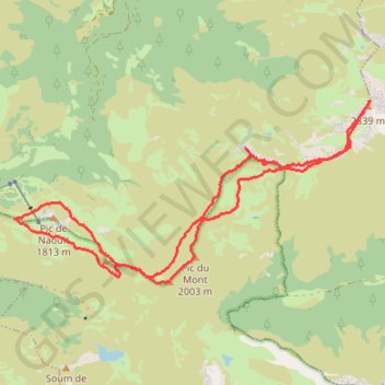 Itinéraire Pic de Montaigu depuis Hautacam, distance, dénivelé, altitude, carte, profil, trace GPS