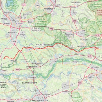 Itinéraire Van Adres: Geer 25 in Nieuwland (Vijfheerenlanden, Utrecht) naar Adres: Uilenburgsestraat 3 in Heteren (Overbetuwe, Gelderland) - Fietsersbond Routeplanner, distance, dénivelé, altitude, carte, profil, trace GPS