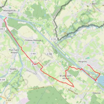 Itinéraire Mortagne du nord, distance, dénivelé, altitude, carte, profil, trace GPS