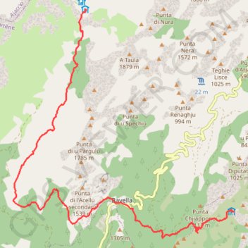 Itinéraire GR20 Asinau - Paliri, distance, dénivelé, altitude, carte, profil, trace GPS
