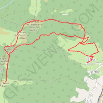 Itinéraire Sommet de l'Oudérou et Soum de l'Arrait, distance, dénivelé, altitude, carte, profil, trace GPS
