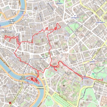 Itinéraire Rome, distance, dénivelé, altitude, carte, profil, trace GPS