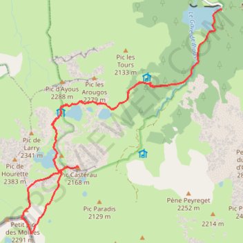 Itinéraire Pic des Moines et Castérau, distance, dénivelé, altitude, carte, profil, trace GPS