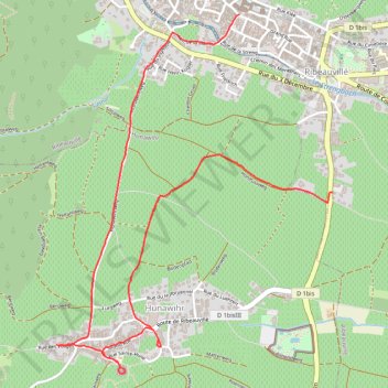 Itinéraire Hunawihr - Ribeauvillé, distance, dénivelé, altitude, carte, profil, trace GPS