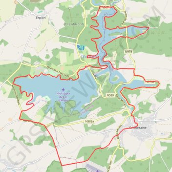 Itinéraire Le grand tour des Lacs de l'Eau d'Heure, distance, dénivelé, altitude, carte, profil, trace GPS