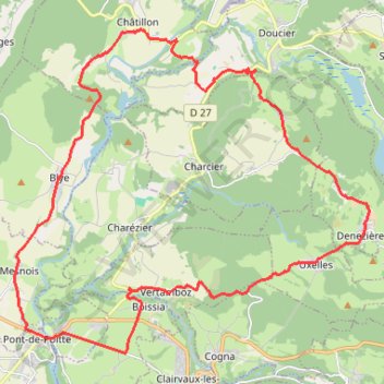 Itinéraire Rivière d'Ain - Pont-de-Poitte, distance, dénivelé, altitude, carte, profil, trace GPS