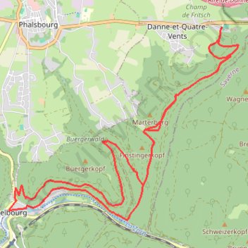 Itinéraire Entre Danne-et-Quatre-Vents et Lutzelbourg, distance, dénivelé, altitude, carte, profil, trace GPS