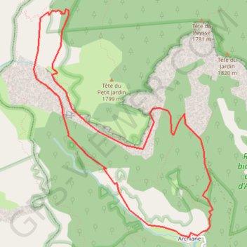 Itinéraire Rocher d'Archiane, distance, dénivelé, altitude, carte, profil, trace GPS