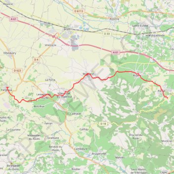 Itinéraire Chemin du Piemont d'Alairac à Fangeaux, distance, dénivelé, altitude, carte, profil, trace GPS