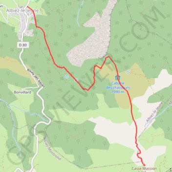 Itinéraire Casse Massion depuis Albiez-le-jeune, distance, dénivelé, altitude, carte, profil, trace GPS