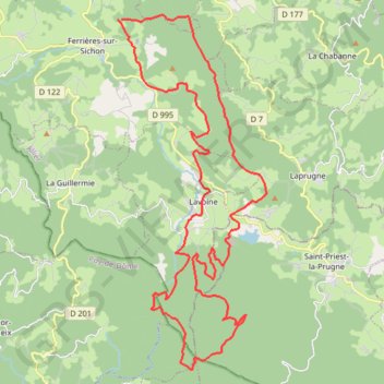Itinéraire Ferrières-Puy Snidre-Puy Montoncel, distance, dénivelé, altitude, carte, profil, trace GPS