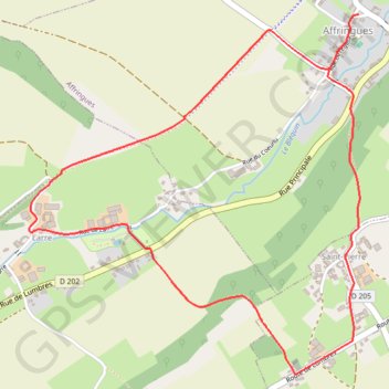 Itinéraire Sentier du Grand Camp de Coeurlu - Affringues, distance, dénivelé, altitude, carte, profil, trace GPS