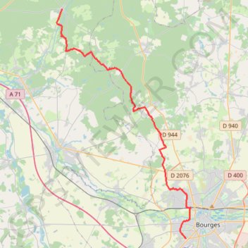 Itinéraire Bourges - Vouzeron, distance, dénivelé, altitude, carte, profil, trace GPS