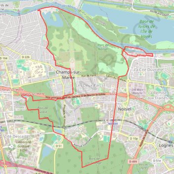 Itinéraire Champs-sur-Marne, distance, dénivelé, altitude, carte, profil, trace GPS