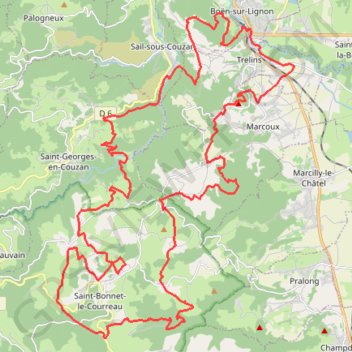 Itinéraire Randonnée du Pays d'Astrée - Trelins, distance, dénivelé, altitude, carte, profil, trace GPS