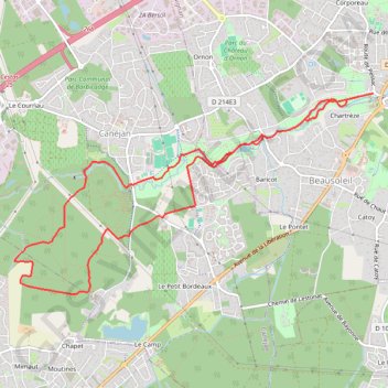 Itinéraire GRADIGNAN CAYAC - AP -, distance, dénivelé, altitude, carte, profil, trace GPS