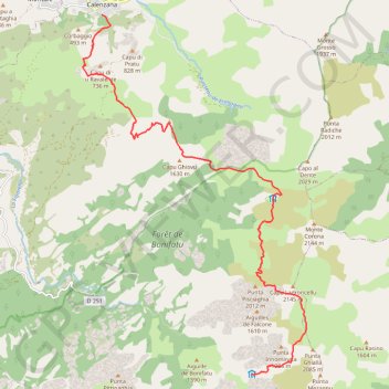 Itinéraire Carruzo - Calenzana, distance, dénivelé, altitude, carte, profil, trace GPS