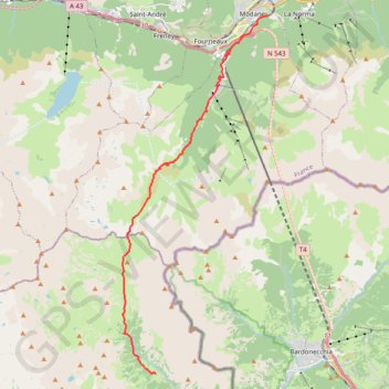 Itinéraire Modane > Granges de la Vallée Etroite (Via Alpina), distance, dénivelé, altitude, carte, profil, trace GPS