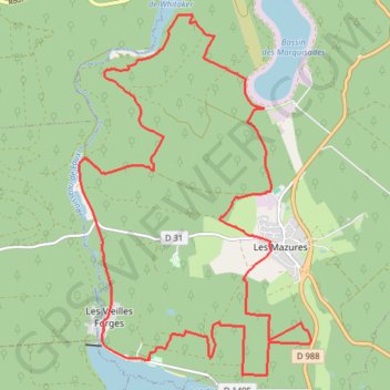 Itinéraire Vieilles Forges, distance, dénivelé, altitude, carte, profil, trace GPS