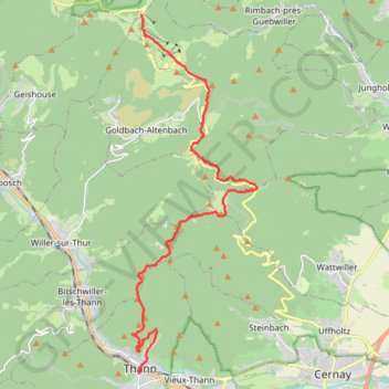Itinéraire Traversée des Vosges - Du Grand Ballon à Thann, distance, dénivelé, altitude, carte, profil, trace GPS