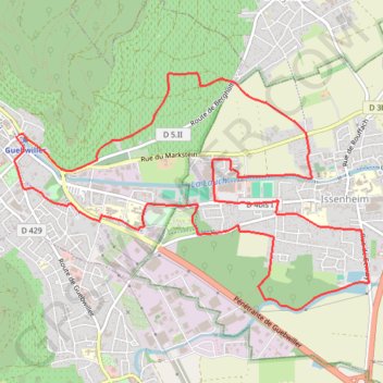 Itinéraire Guebwiller - Circuit d'Issenheim, distance, dénivelé, altitude, carte, profil, trace GPS