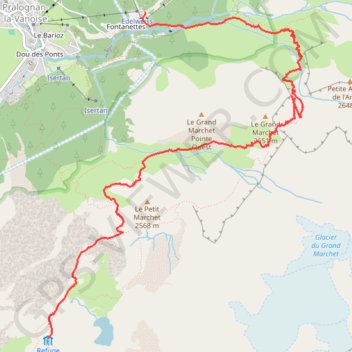 Itinéraire Tour des Glaciers de la Vanoise - Refuge de la Valette - Pralognan-Les-Fontanettes, distance, dénivelé, altitude, carte, profil, trace GPS