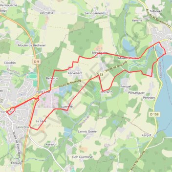 Itinéraire Merlevenez, distance, dénivelé, altitude, carte, profil, trace GPS
