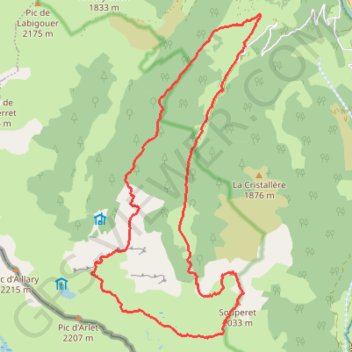 Itinéraire Pic du Baralet, Souperet, Montagne de Banasse en circuit depuis Aubise, distance, dénivelé, altitude, carte, profil, trace GPS