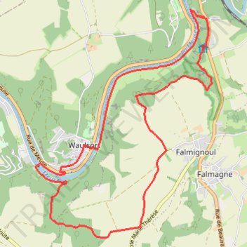 Itinéraire DINANT-ANSEREMME* - Chemin des Alpinistes - Les Cascatelles, distance, dénivelé, altitude, carte, profil, trace GPS