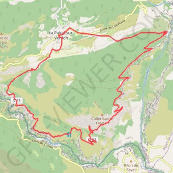 Itinéraire La Palud-sur-Verdon - Crêtes, distance, dénivelé, altitude, carte, profil, trace GPS