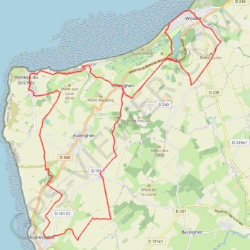 Itinéraire Sentier du Cap Gris Nez, distance, dénivelé, altitude, carte, profil, trace GPS