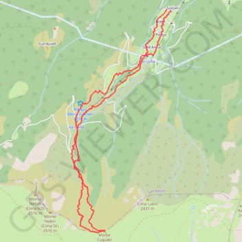 Itinéraire Monte Cugulet, distance, dénivelé, altitude, carte, profil, trace GPS