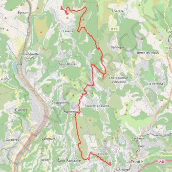 Itinéraire Levens - Saint André, distance, dénivelé, altitude, carte, profil, trace GPS