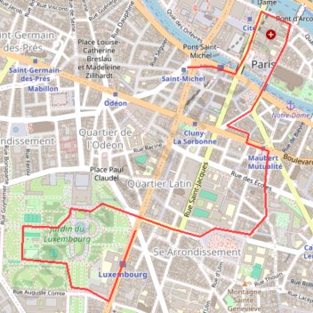 Itinéraire De Saint-Michel aux Jardins du Luxembourg, distance, dénivelé, altitude, carte, profil, trace GPS