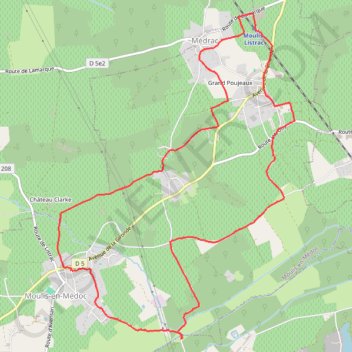 Itinéraire Moulis en Medoc, distance, dénivelé, altitude, carte, profil, trace GPS