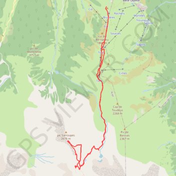 Itinéraire Pi de sarrouyes, distance, dénivelé, altitude, carte, profil, trace GPS